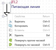 Контекстное меню элемента однолинейной схемы